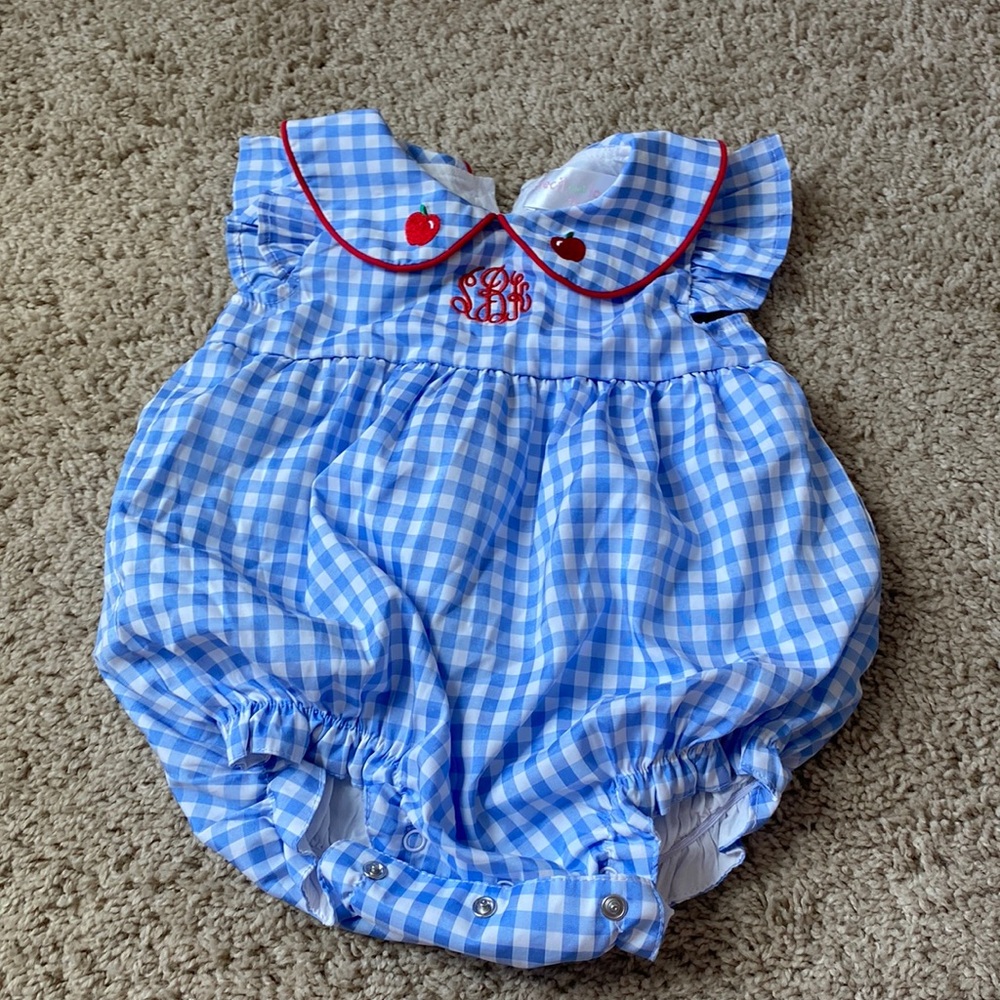Cecil and Lou apple bubble with embroidery, could probably remove monogram